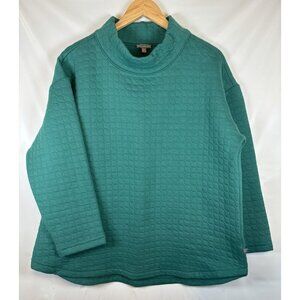 T By Talbots Green Quilted Mock Neck Long Sleeve Shirt Top Women’s Size 1X